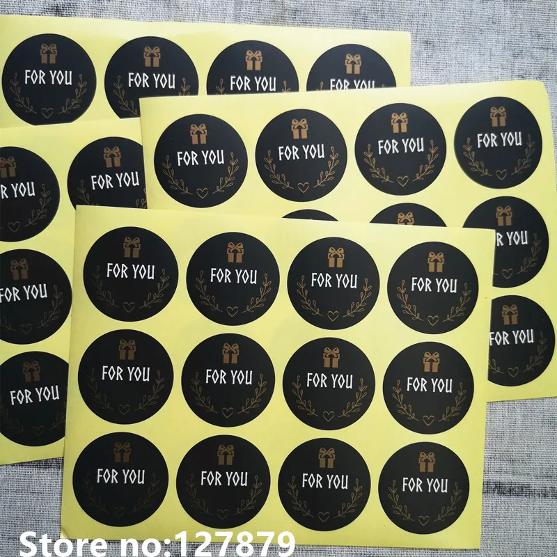 120 шт./лот 3,8 см круглый для вас черный ручной работы торт клейкая упаковка уплотнительная этикетка наклейка для выпечки DIY вечерние наклейки в подарочной коробке s