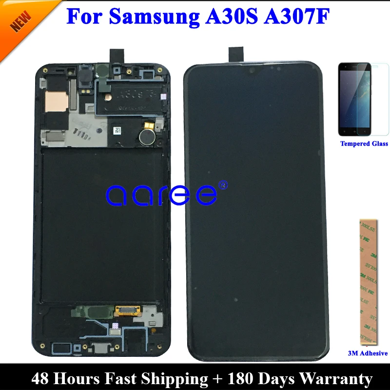 Super AMOLED ЖК дисплей для Samsung A30s A307 A30S сенсорный экран с цифровым преобразователем в