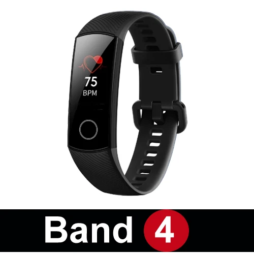 Huawei Honor Band 4 Band 5 Смарт-часы 50 м Водонепроницаемый фитнес-трекер AMOLED сенсорный экран для сердечного ритма монитор сообщение шоу - Цвет: Band 4 Black