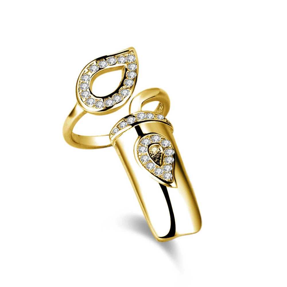 Новое модное женское серебряное Золотое хрустальное кольцо для ногтей кольцо с когтем кубическое циркониевое свадебное Ювелирное Украшение аксессуары оптом - Цвет основного камня: RF157