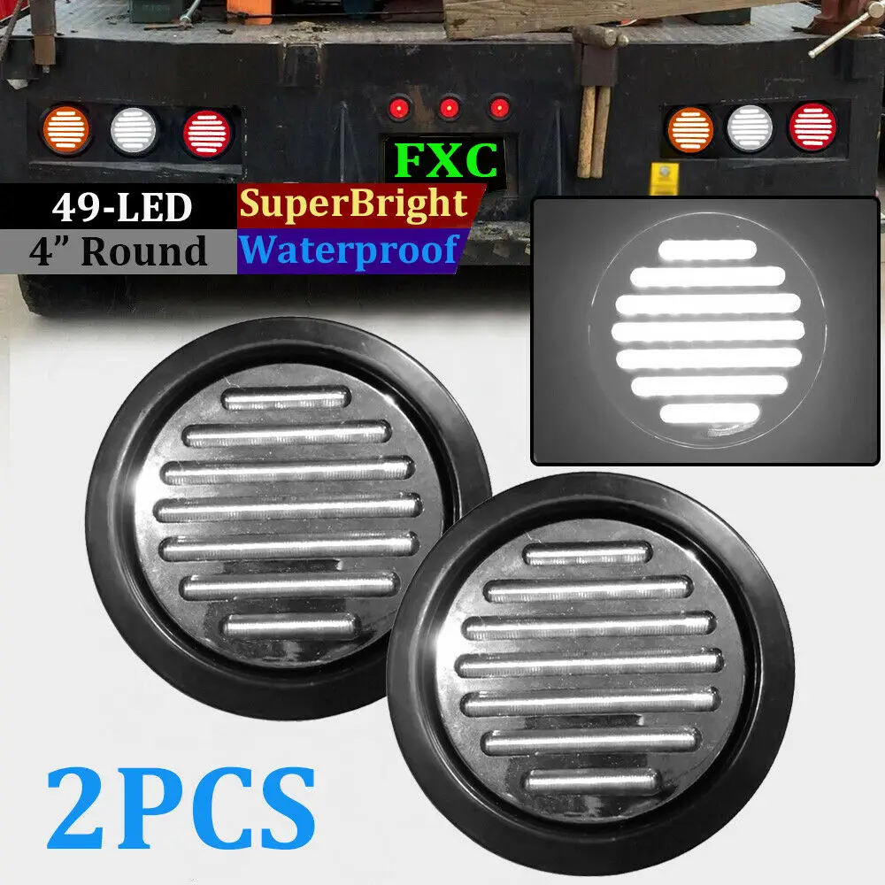 

Universal 12V 2PCS 4 Inch 49LED Round Truck Trailer Trailer Tail Light Reverse Reverse Rear Parking Tail Lights