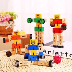 Autobots transformables mágicos para niños, juguetes de coche de madera que cambian de forma, deformación, Robot de juguete
