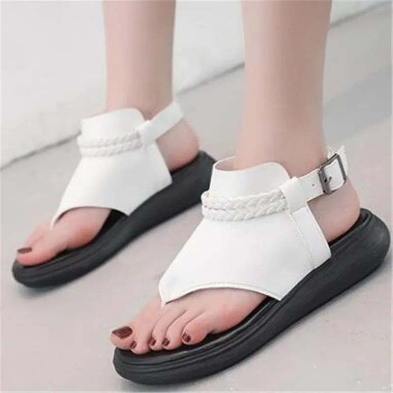 

Summer Fashion Women's Platform Gladiator Sandals Woman Clip Toe Chunky Rome Beach Sandal Wedges Sandalias Mujer Black White 40