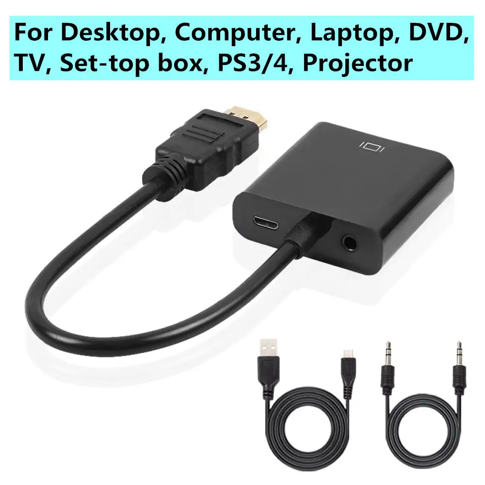 Audio and Power IMice HDMI в VGA адаптер Male в Famale конвертер адаптер 1080P цифро-аналоговый видео аудио с Aux кабель питания для ПК - Цвет: Audio and Power