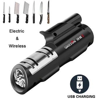 

Anti-Leakage Wireless Electric Knife Sharpener USB Charging Motorized Grindstone Professional Sharpening Stone Kitchen Tools