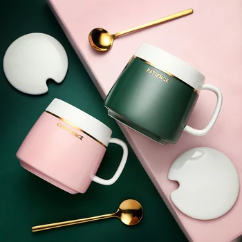 

Nordic Porcelain Espresso Mug with Spoon Travel Ceramic Tea Mug Eco Friendly Coffee Cup Tazas Originales Kitchen Mugs MM60MKB