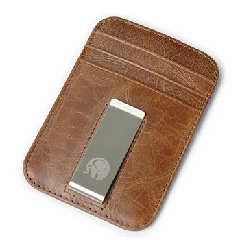 

MAIOUMY Vintage Wallet Bag Men Vintage Solid Slim Front Pocket Money Clip RFID Blocking Zipper Case Money Bank 19DEC5