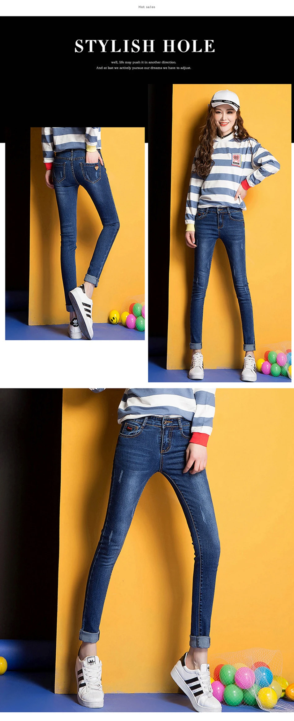 AudWhale Skinny Women's Jeans Elastic Waist Slim Push Up Ladies Jeans Femme Tall Women Cotton Denim Pants Jeans