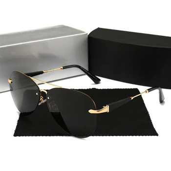 

Men's Frameless Sunglasses Frog Mirror Car 4S Shop Driver Polarizer Brand Design Fashion Anti-ultraviolet Anti-glare Glasses