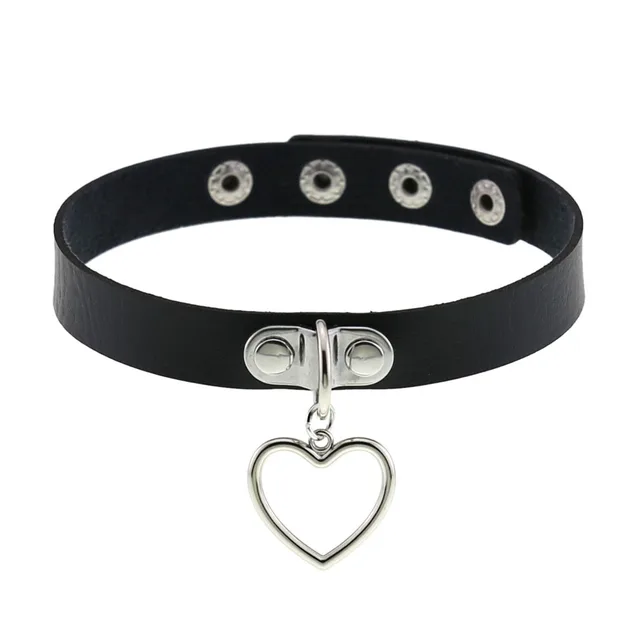 Black Leather Heart Goth For Girls Halloween Jewelry Gothic Grunge Cute Kawaii Necklace Egirl Chocker Accessories - Necklace - AliExpress