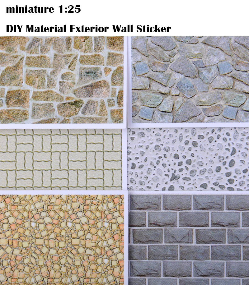 

miniature 1:25 DIY Material Exterior Wall Sticker Sand Table Model Making MaterialStone-like wallpaper 8pcs/bag