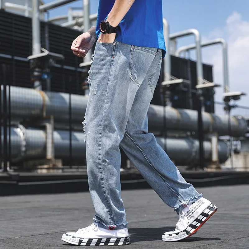 

2020 Spring Main Push Large Size Japanese-style Exterior with Holes Capri Jeans Men's 28-44 Gk16