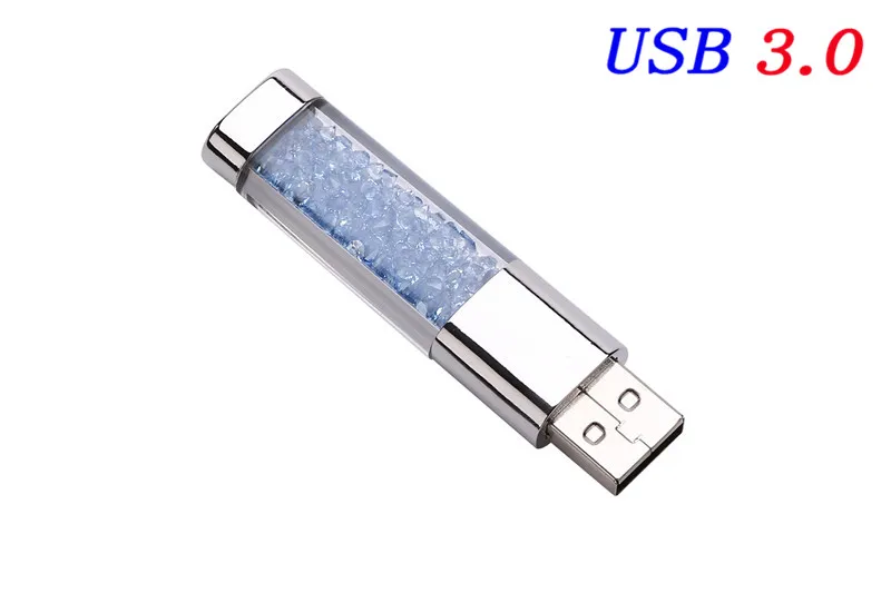 Кристаллические элементы USB флеш-накопители USB 3,0 флэш-накопитель U Диск флеш-накопитель 4 ГБ 8 ГБ 16 ГБ 32 ГБ 64 ГБ 128 ГБ творческие подарки - Color: Sky blue