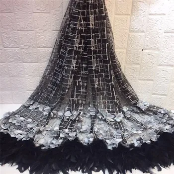 

2019 New French Nigerian Lace Fabrics High Quality 3D African Laces Fabric Wedding African Sequins French Tulle Lace