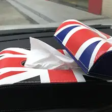 Микрофибра кожа британский стиль автомобиль необычная коробка для салфеток красный и синий рисовый слово флаг автомобильный подстаканник подходит для BMW MINI