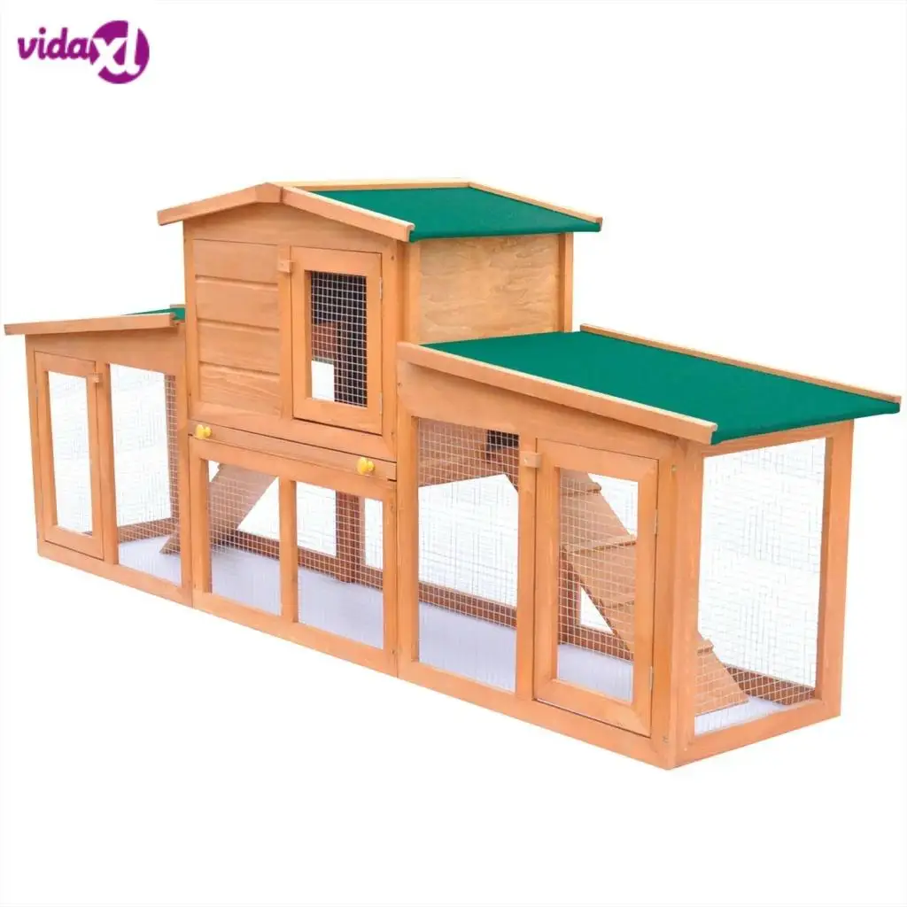 

VidaXL Large Rabbit Hutch Chicken Coop Cage Guinea Pig Ferret House W/ 2 Storeys Run Large Outdoor Household Cage Pets House V3