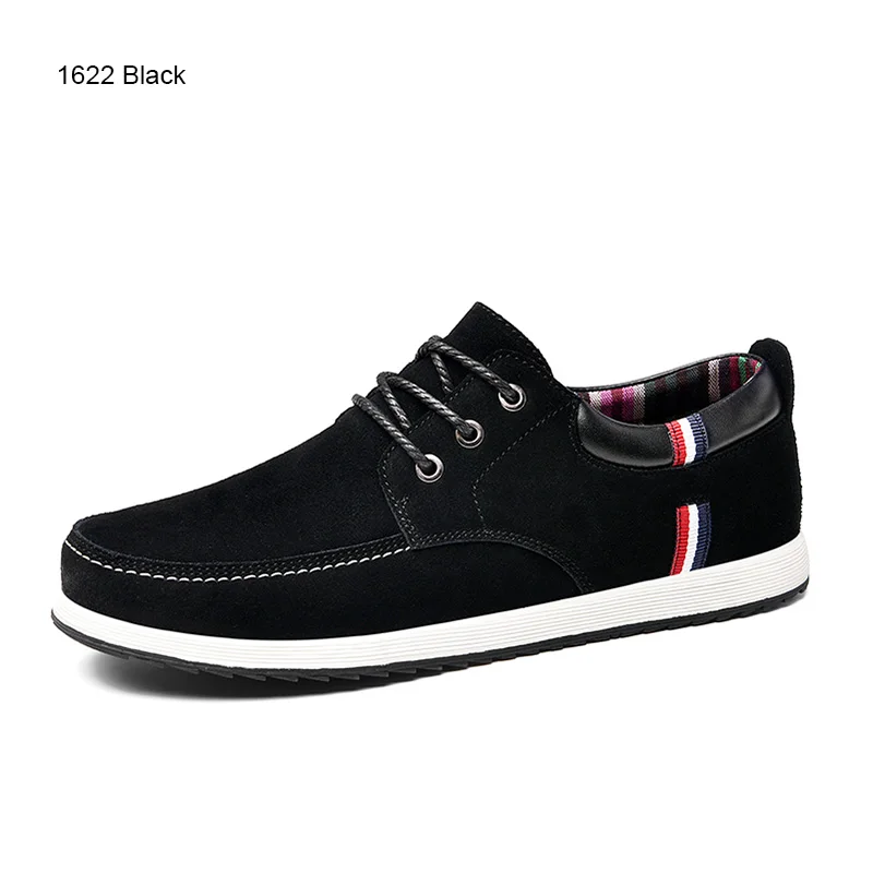 Мужские кожаные мокасины SUROM, повседневные замшевые кроссовки для осеннего или зимнего сезона, модные туфли для взрослых - Цвет: S1622-Black