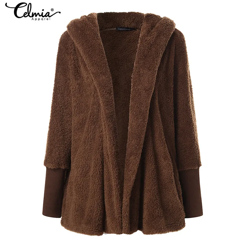 wonderful  Plus Size 2019 Celmia Women Faux Fur Coat Jackets Winter Warm Hoodies Sweatshirt Female Long Sleeve