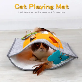 

Cat Sleeping Bag Funny Cat Puppy Toy Tunnel Hide Seek Blanket With Vocal Sound Paper Hit Hamster Puzzle Pet Toy Playmate