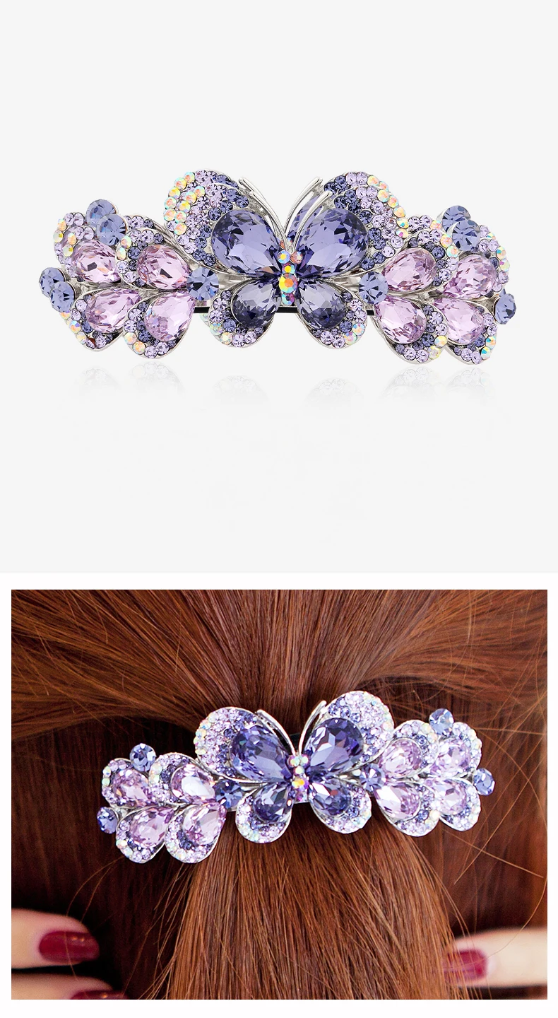 Luxury Austria Rhinestone Hair Clip crystal Butterfly head accessories women Jewelry Fine Jewelry hair pins With Gift box