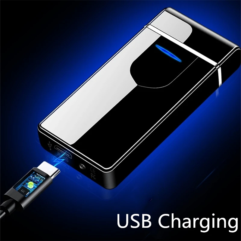 Новые двухдуговые Плазменные USB ветрозащитные, импульсные индукционные прикуриватели металлические электронные умные зажигалки гаджеты для мужчин