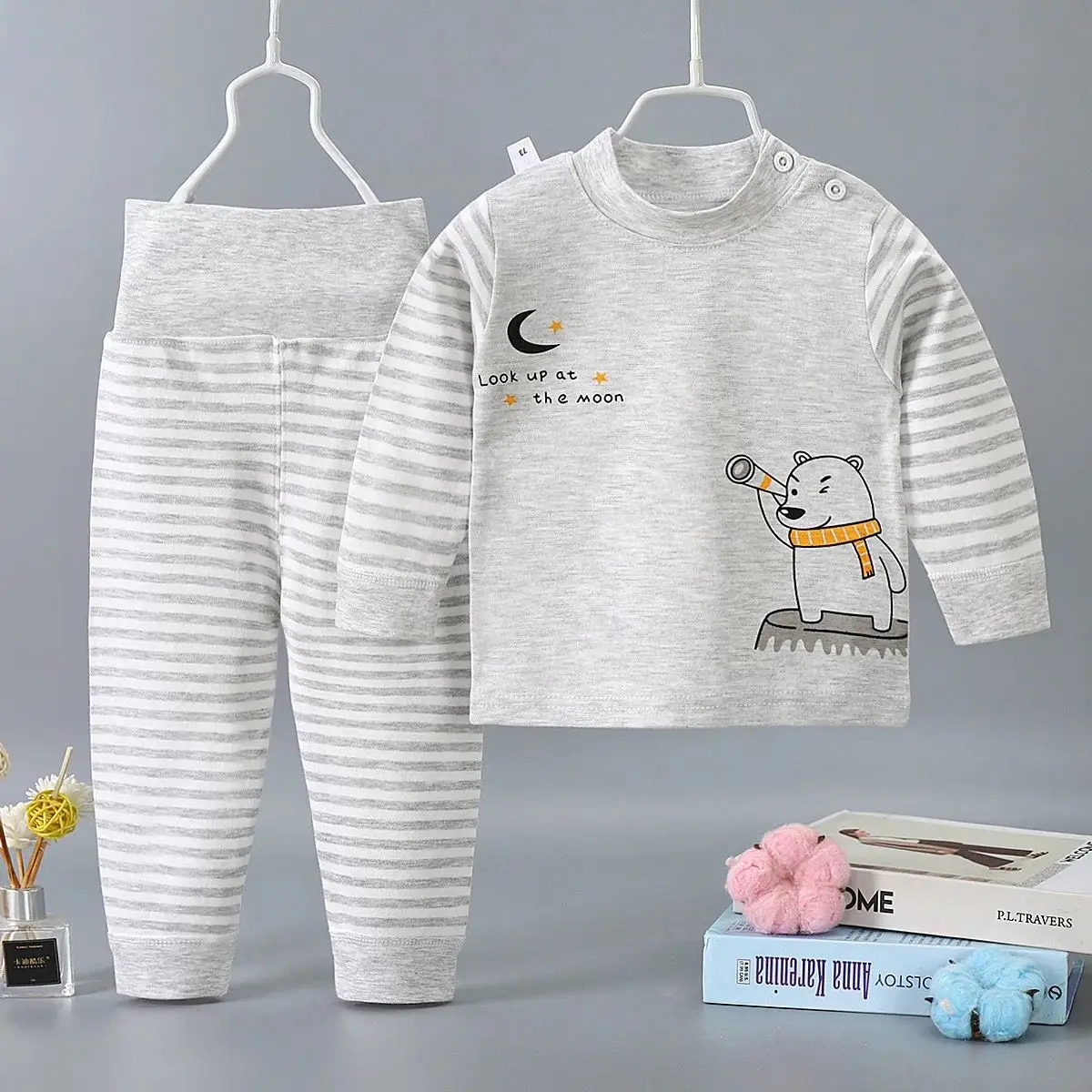 Spring Autumn Children's Sleepwear Suits Pullover Tees Pants 2-Pieces Set Pyjama Clothes Stripe Baby Kids Boy Girl Pajamas 0-4Y cute pajama sets	 Sleepwear & Robes