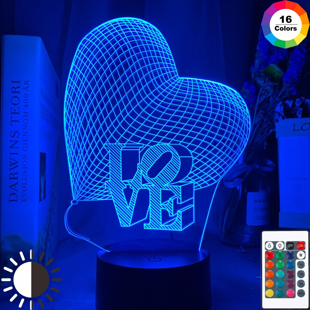 

Love Heart 3d Night Lamp Hologram Illusion Color Changing Nightlight for Home Decoration Unique Gift for Her Baby Night Light