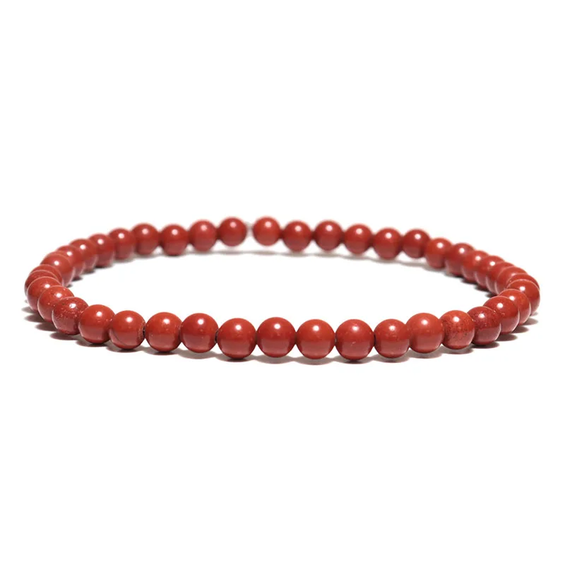 Минималистский натуральный красный коралловый камень браслет для мужчин женщин 4 мм 6 мм 8 мм 10 мм Strand Braslet Йога ювелирные изделия для медитации красный бразильский подарок - Окраска металла: 4mm