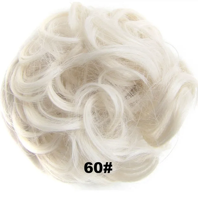 Синтетические гибкие эластичные женские грязные волосы булочка черный коричневый блонд вьющиеся резинки шиньон - Цвет: #60
