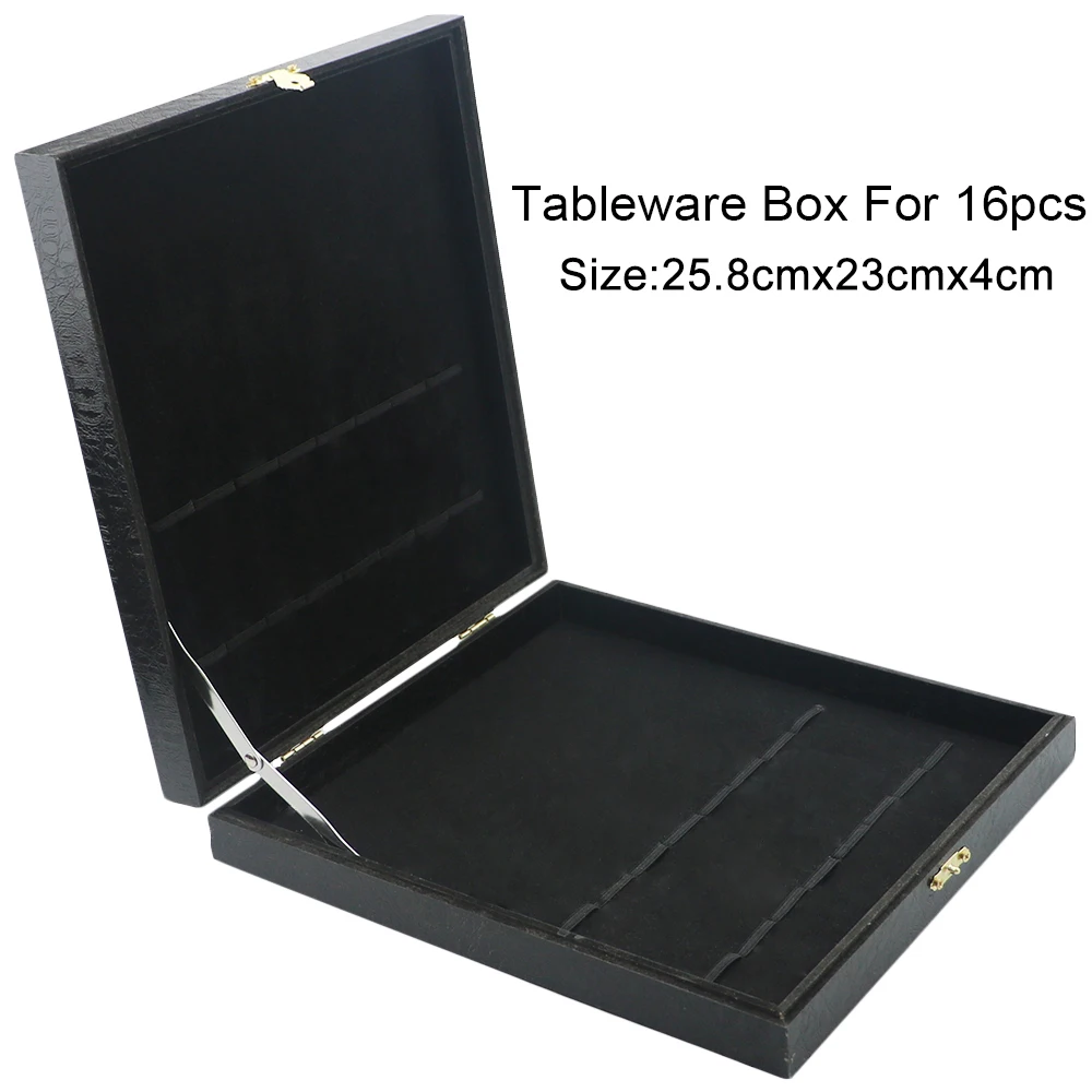 Tableware Box For 16/24 Pcs Dinnerware Set Antioxidative Wooden Gift Box Cutlery Collection Case Gold Black Silver Storage