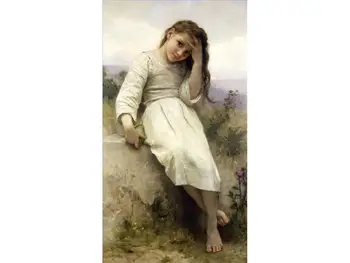 

16 Hand Painted Art Paintings by College Teachers - The Little Marauder girl William-Adolphe Bouguereau - Oil Painting on Canvas