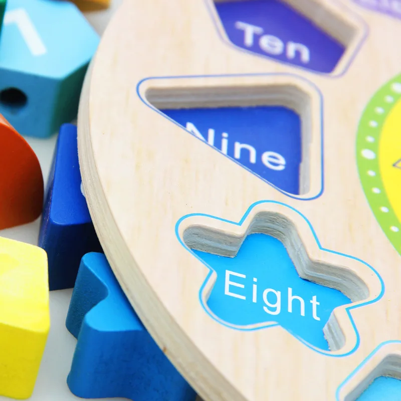 

Children'S Educational Beaded Bracelet Series Building Blocks Toy with Numbers Clock Beaded Bracelet Threading Wooden Toy Rope W