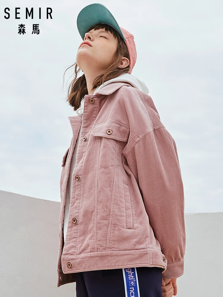 Most effective  SEMIR Jacket women 2019 autumn new corduroy cotton jacket lapel loose tooling jacket tide turn-down