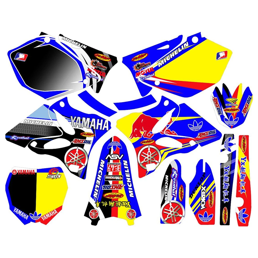 

New Bull Full Graphics Decals Stickers Custom Number Name 3M Bright Stickers Waterproof For YAMAHA YZ125 YZ250 2002-2014