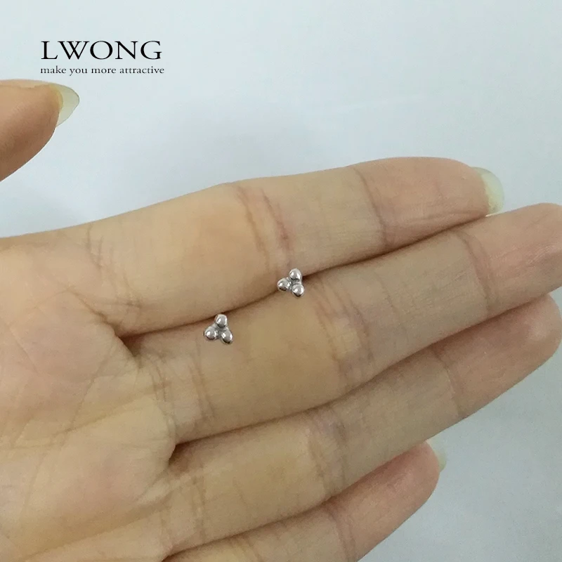 Minimalist 925 Sterling Silver Three Ball Stud Earrings Delicate Tiny Dot Small Earrings Cartilage Helix Piercing Earring - Image 3