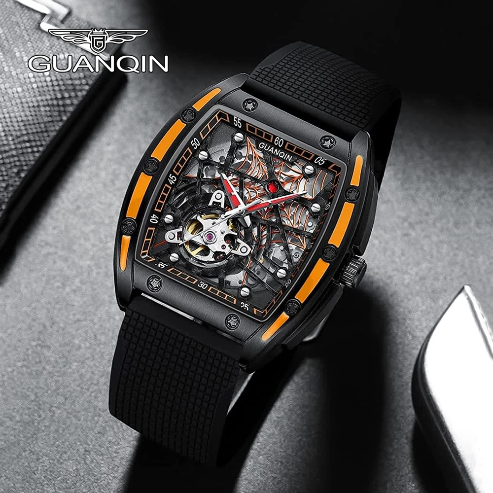 GUANQIN Steampunk Men's Watches Brand Luxury Hollow Automatic Mechanical Watch Men Tourbillon Stainless Steel Reloj Hombre 2022 mechanical watches for women