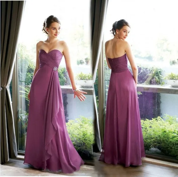 

robe de soiree free shipping party gown 2016 new fashion vestido de festa sexy purple long chiffon elegant Bridesmaid Dresses
