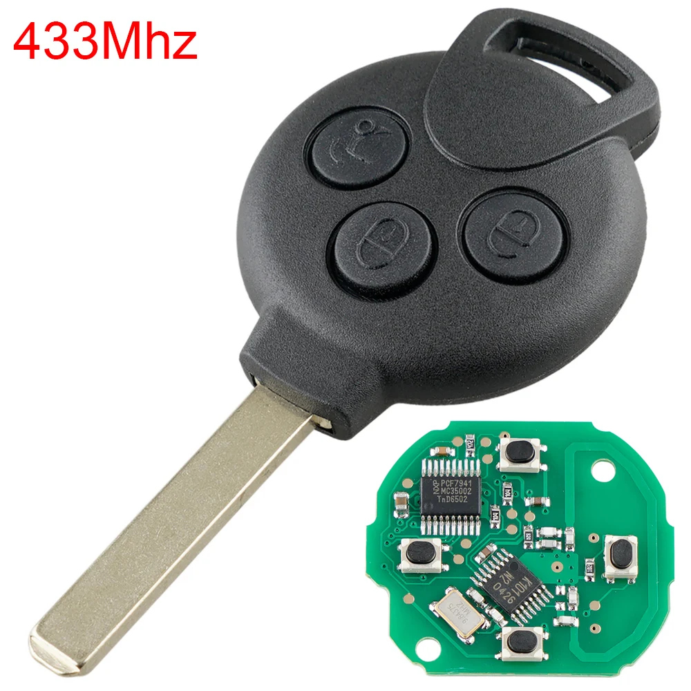 433Mhz 3 Buttons Car Remote Key Replacement ID46 Chip Fit for Fortwo Mercedes Benz Smart 451 2007 2008 2009 2010 2011 2012 2013 remotekey smart car key 4 button 315 mhz cwtwbu735 id46 chip for nissan maxima sentra 2007 2008 2009 2010 2011 2012