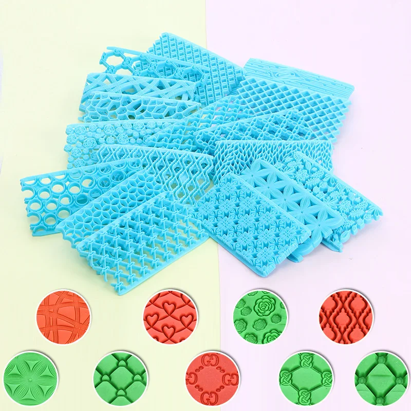 

New Embossing Mold Cake Fondant Chocolate Heart-Shaped Diamond Grain Flowers Printing Mould Cake Decoration Tools