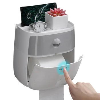 

Waterproof Wall Mount Toilet Paper Holder Shelf Toilet Paper Tray Roll Paper Tube Storage Box Creative Tray Tissue Box Home