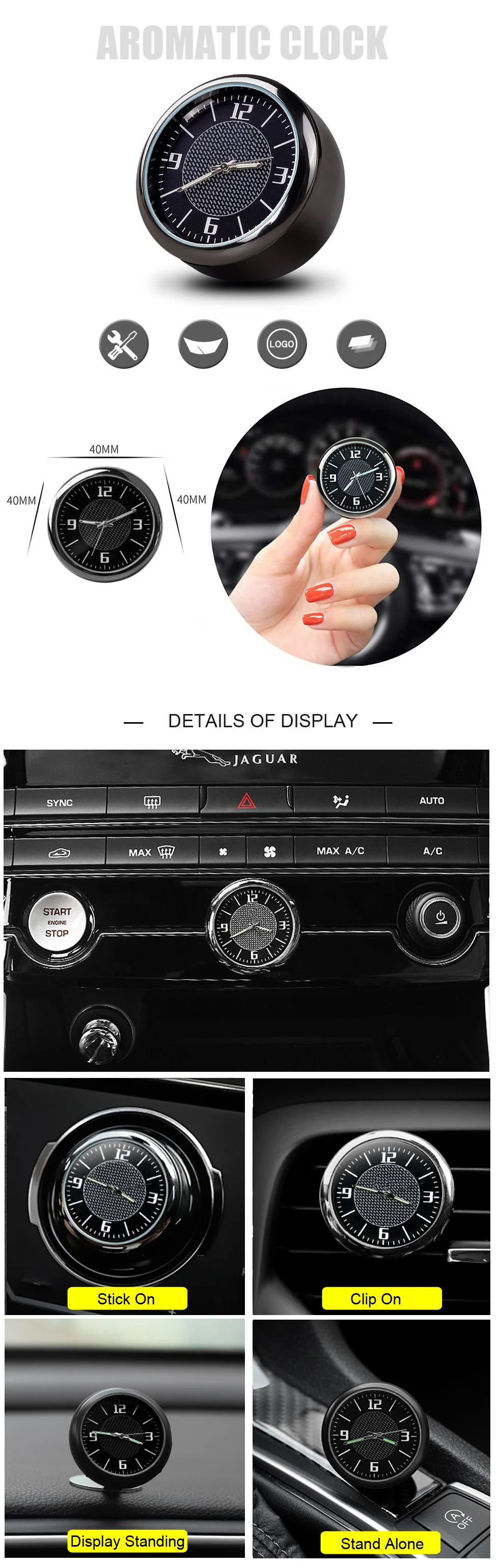 Автомобильные часы электронные часы для автомобиля интерьерное украшение кварцевые часы стильные аксессуары для jaguar xf xj F-PACE XJL F-TYPE XK XFL XE