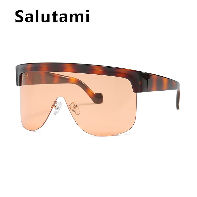 Уникальные негабаритные цельные солнцезащитные очки для женщин, брендовые солнцезащитные очки без оправы с большим принтом, леопардовые оттенки, мужские ветрозащитные винтажные очки