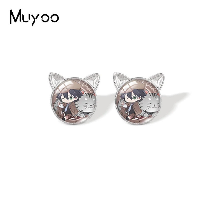 Boucles D Oreilles Avec Dome En Verre Et Oreilles De Chat Personnages Du Dessin Anime Bungo Chiens Errants Chaton Animaux Nouvel Arrivage 21 Aliexpress