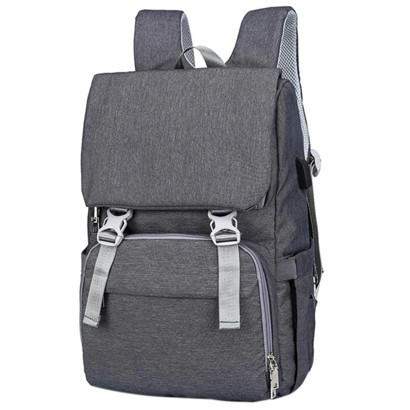 

Baby Diaper Bag With Usb Interface Large Baby Nappy Changing Bag Mummy Maternity Travel Backpack For Mom Nursing Bags(Dark Gray)
