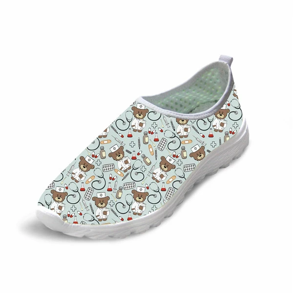 ELVISWORDS/летние женские туфли на плоской подошве из сетчатого материала; Больничная хирургическая медицинская спортивная обувь с рисунком доктора медсестры; дышащая пляжная обувь с принтом - Цвет: H9958AA1