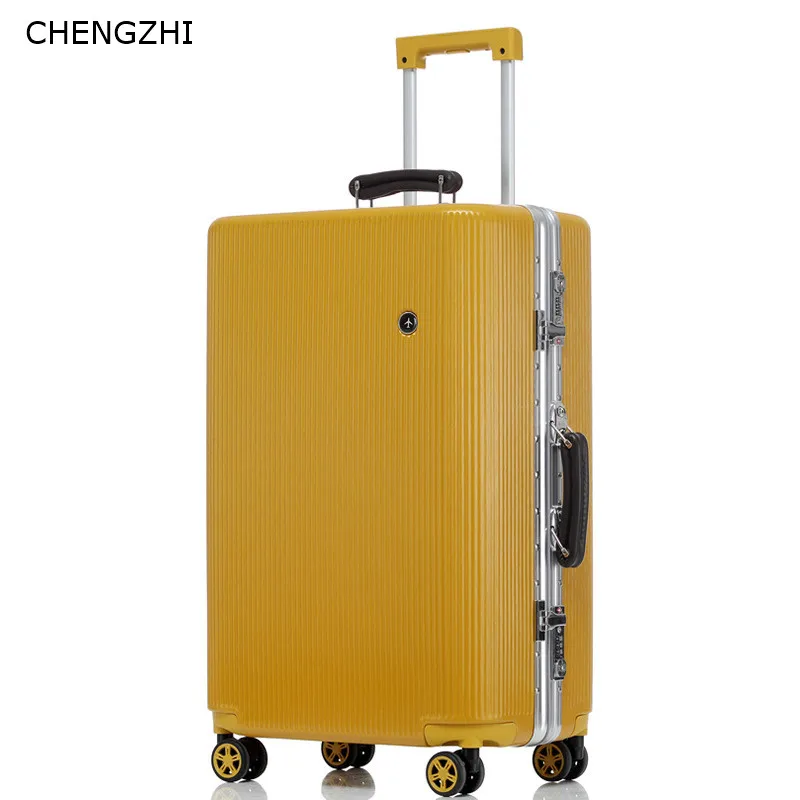 CHENGZHI 2" 24" 2" 29 дюймов Ретро устойчивый к царапинам алюминиевый каркас пароль багаж большой емкости бизнес Дорожный чемодан для мужчин и женщин - Цвет: orange