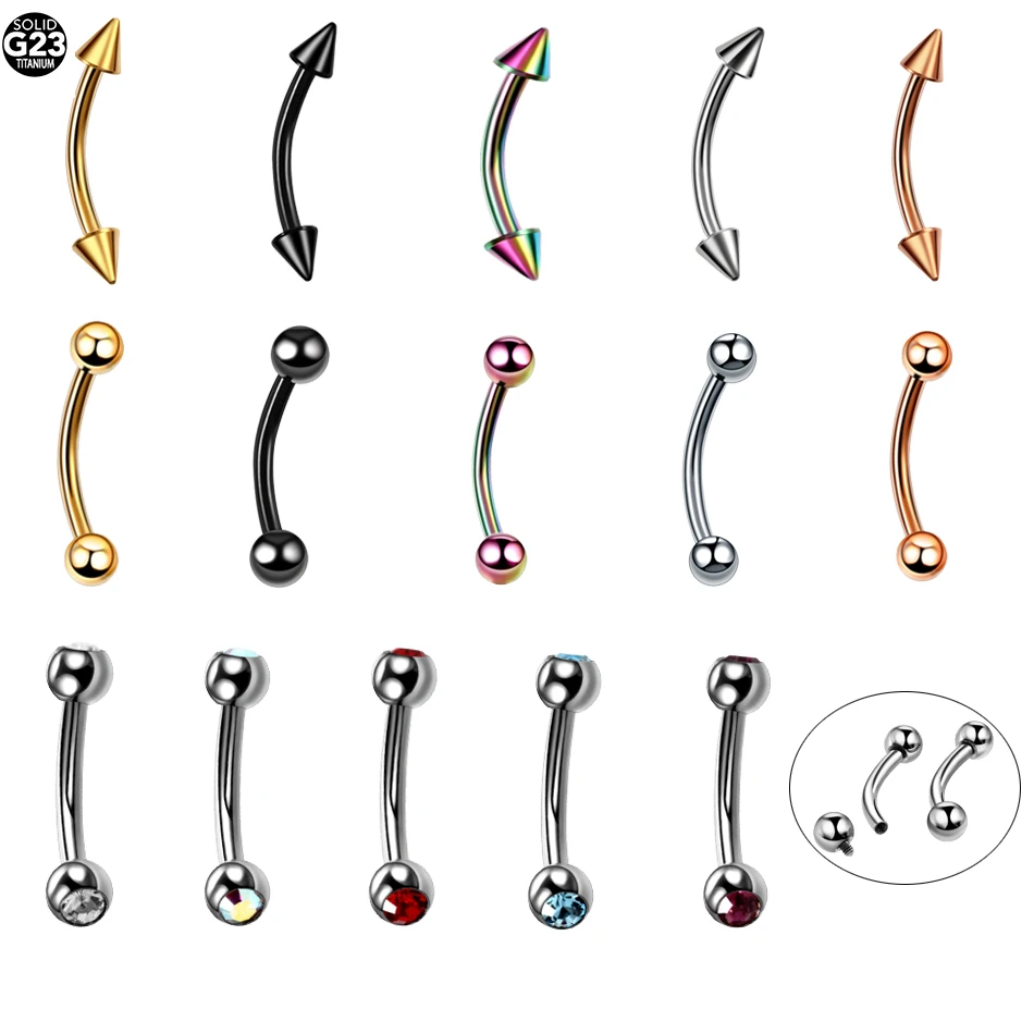 1Pc Titanium Curved Barbell Eyebrow Banana Piercing Navel Lip Ring Snug Daith Helix Rook Earring Cartilage Tragus Body Jewelry