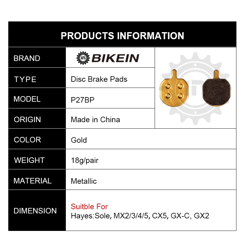 BIKEIN-4 пары велосипедных гидравлических дисковых тормозных колодок для Hayes Sole MX2 MX3 MX4 MX5 CX5 GX-C GX2 горный велосипед Металлические тормозные колодки
