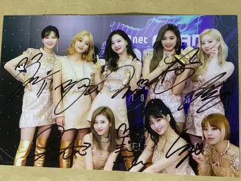 

hand signed TWICE autographed group photo 4*6 Award ceremony 1219A