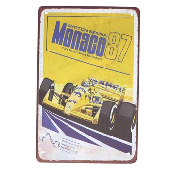 

1Pc Racing Metal Place Pub Formula Racing Cafe Restautant Ayrton Senna Monaco Iron Plate Decoration Pad